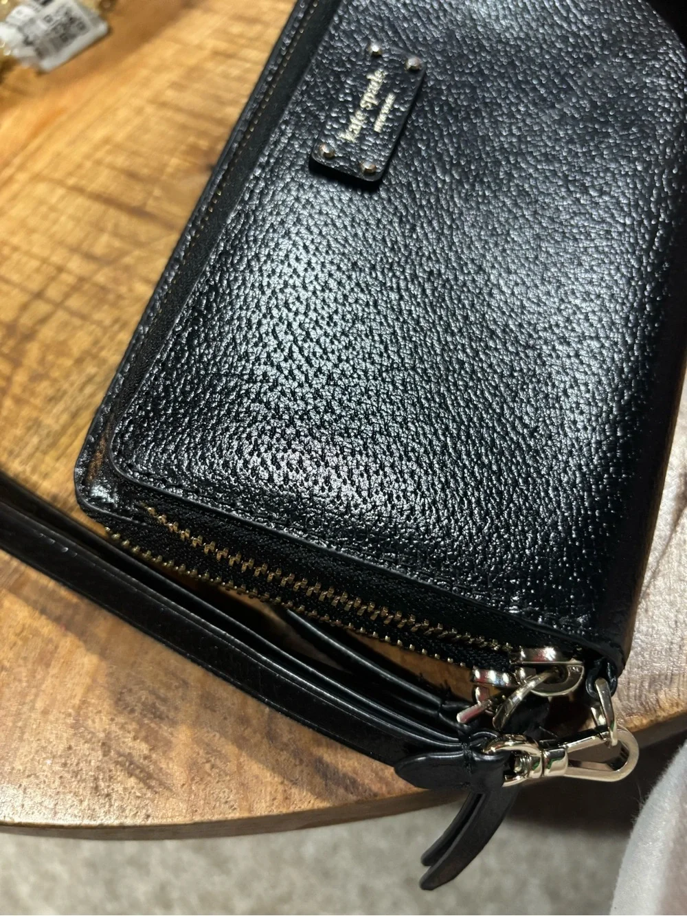 kate spade Black Leather Pebble Wristlet
